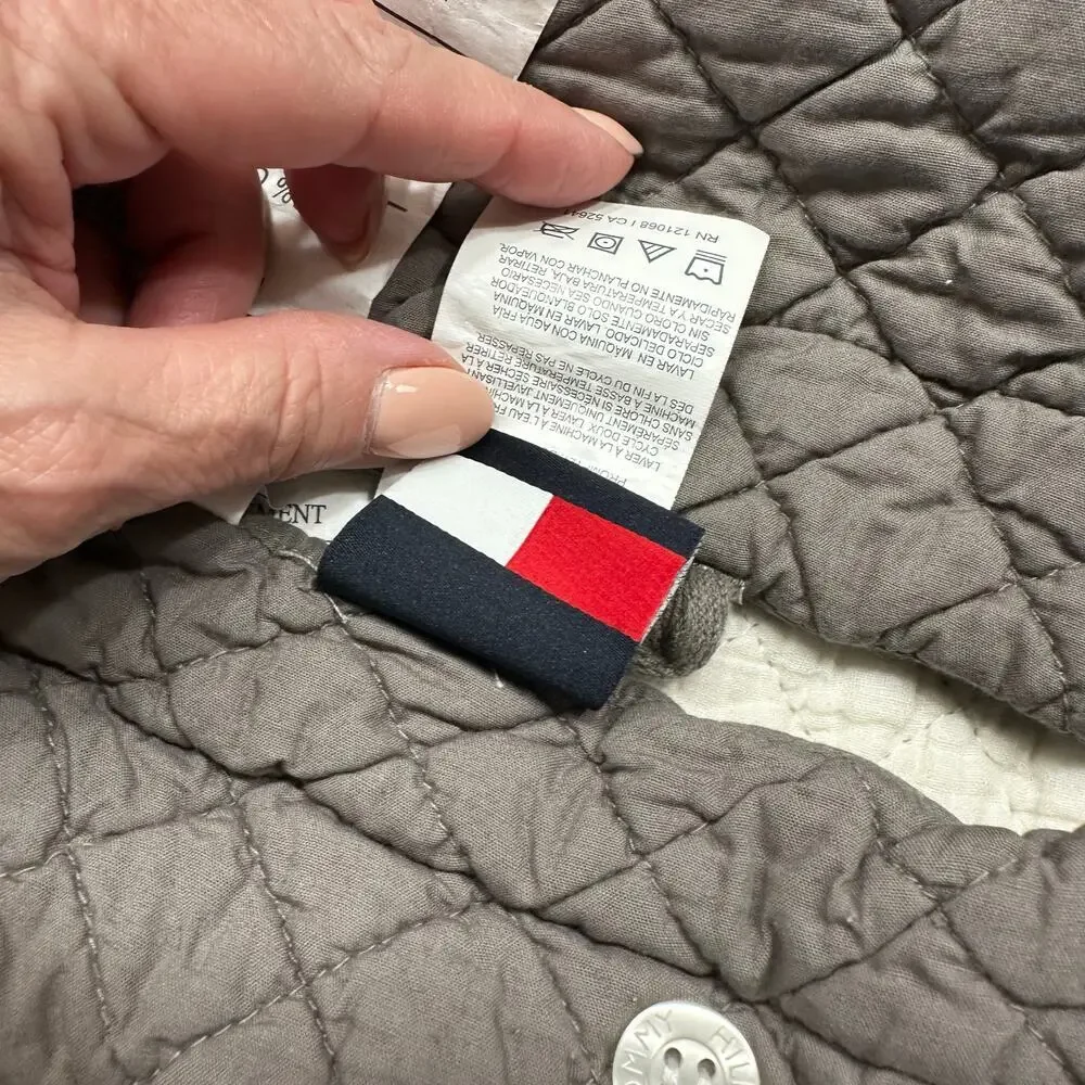 Tommy Hilfiger Atlantica Americana Eagle Flag Gray Quilted Shams Set 2 Standard